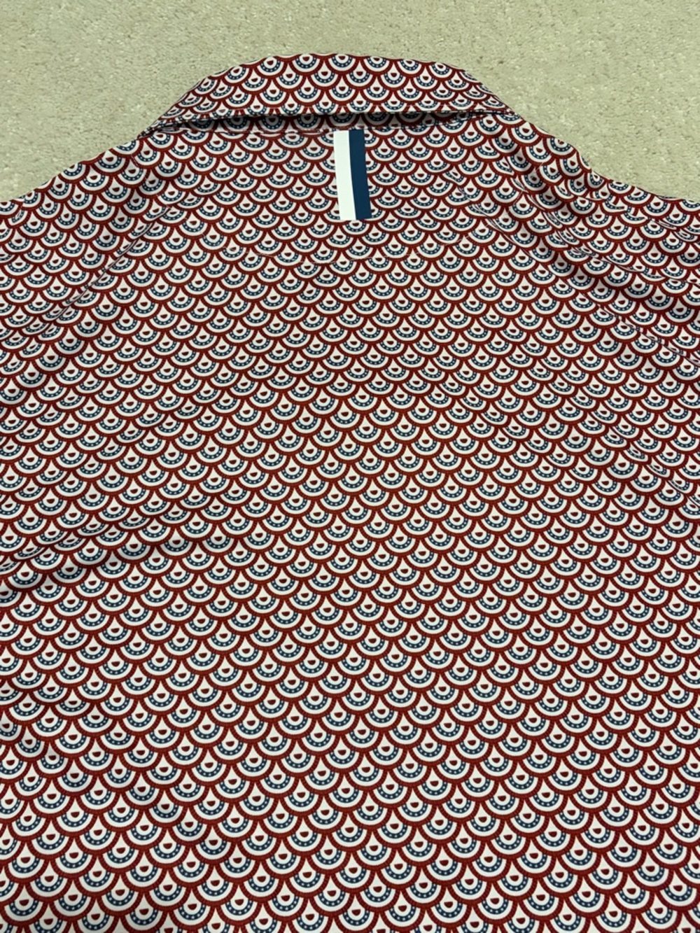 Rhoback Men's “The Bunting” Red White Navy Patterned Polo Shirt XL - Picture 5 of 6